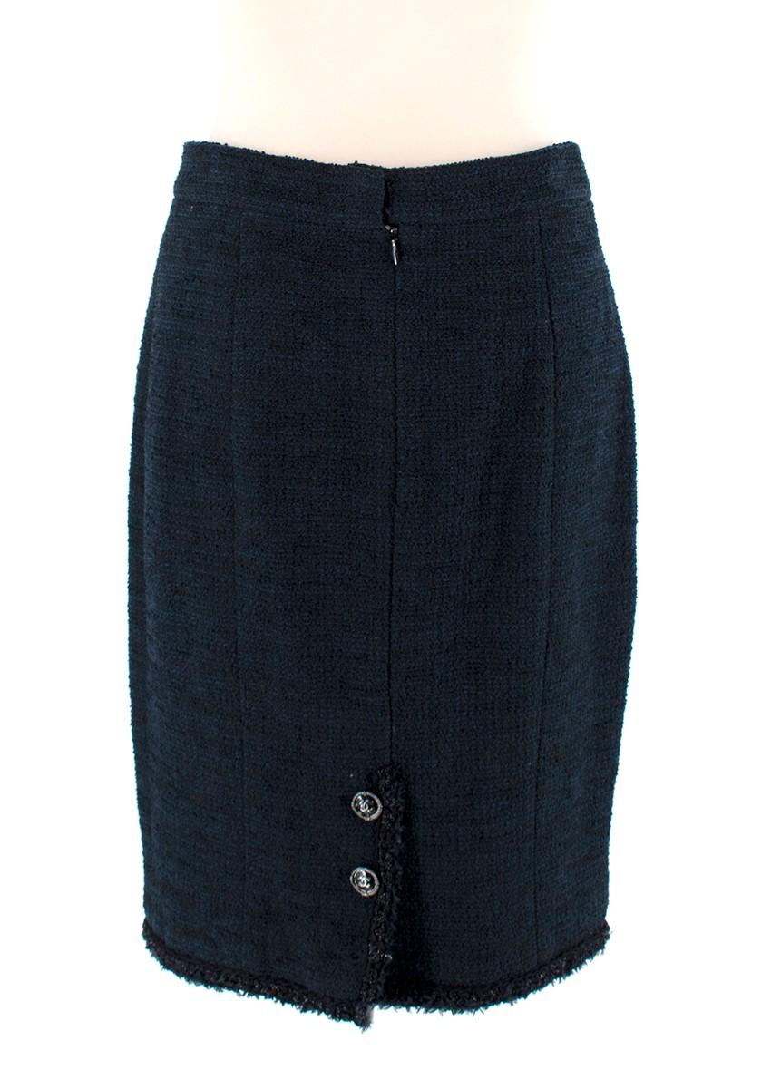 Chanel Black & Blue Boucle Tweed Pencil Skirt