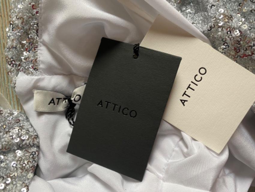 Attico silver sequin embellished rushed mini dress