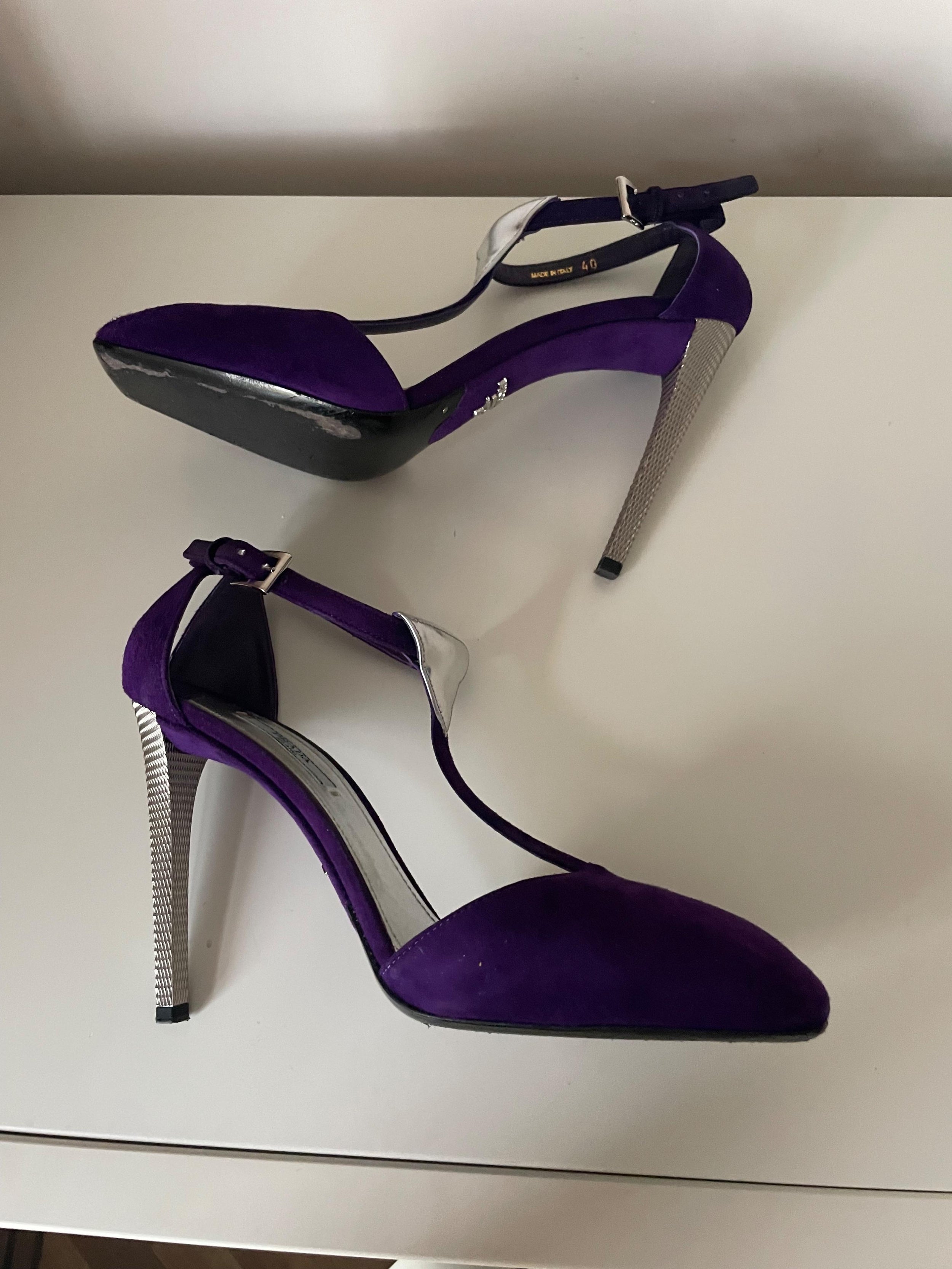 Prada Purple Suede Triangle Heels