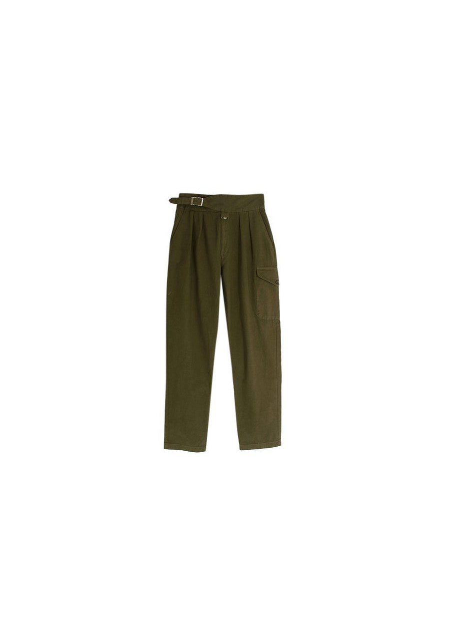 khaki cotton twill Gwen caro trousers