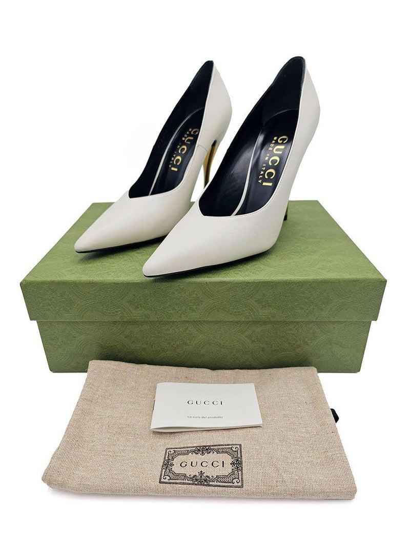 White Leather Priscilla Pumps