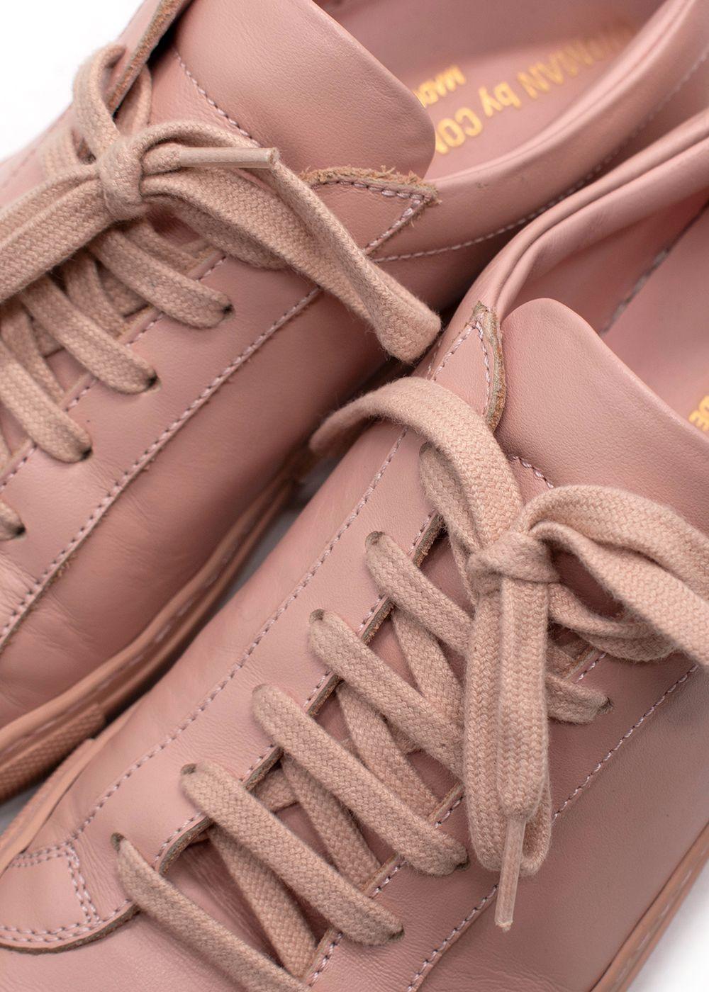 Common Project Pink Leather Low Top Trainers