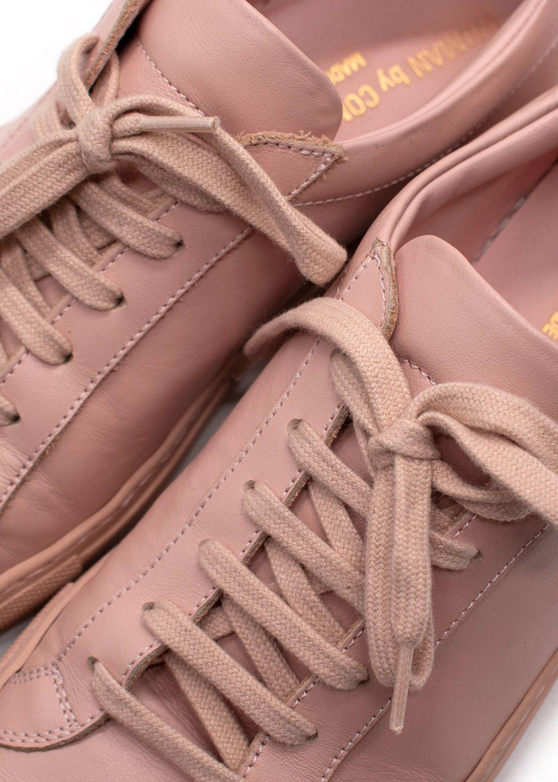 Common Project Pink Leather Low Top Trainers