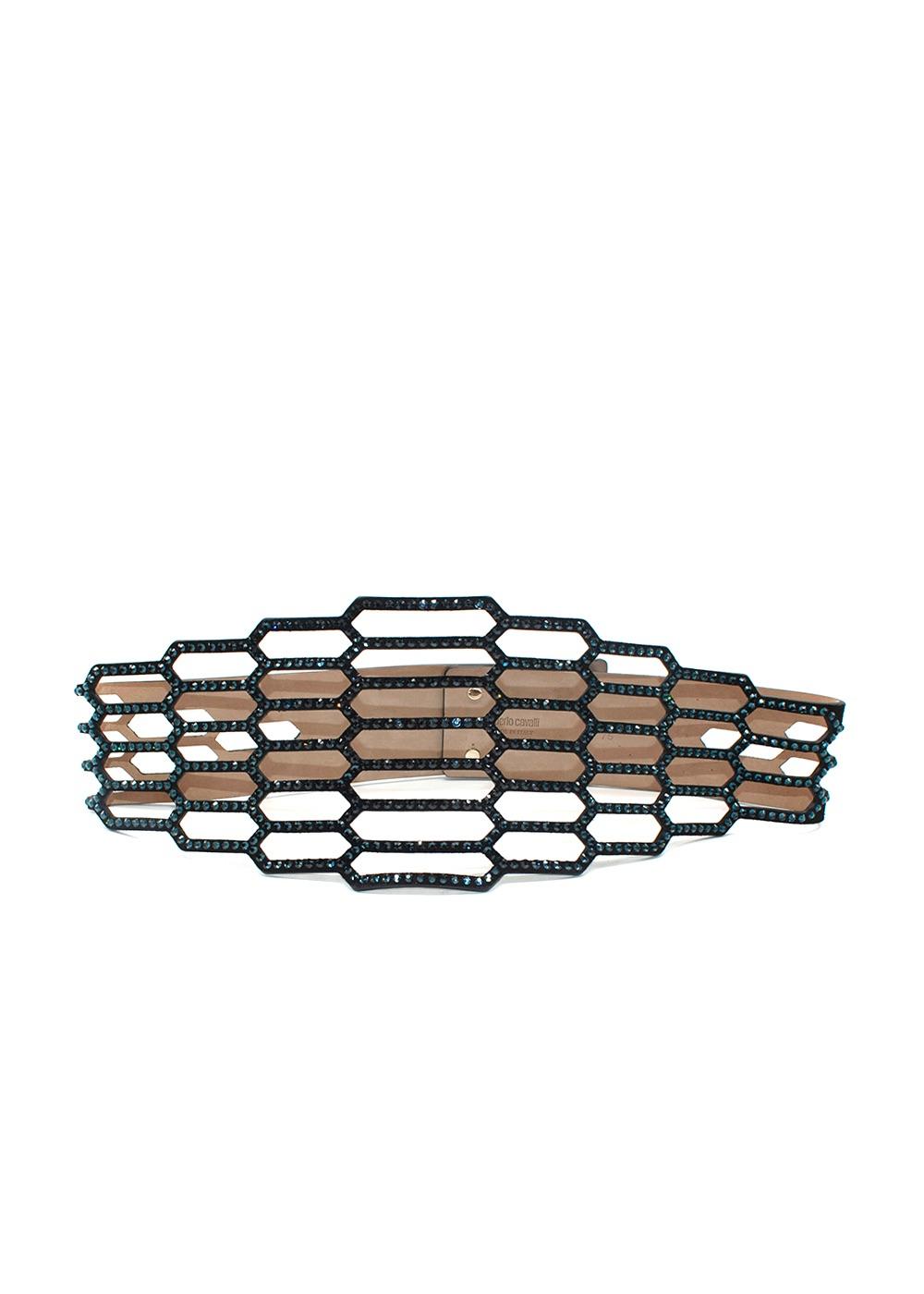 Roberto Cavalli Black Embellished Cage Waist Belt