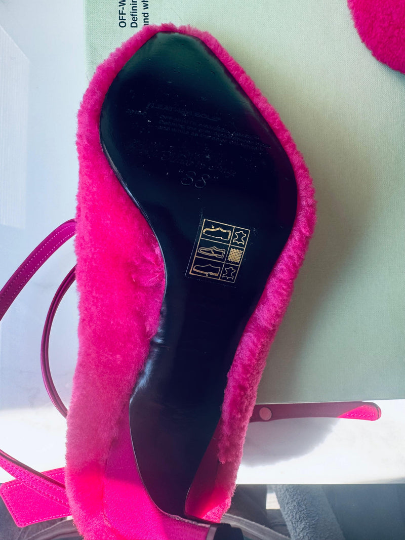 Off White Pink Shearling Pumps