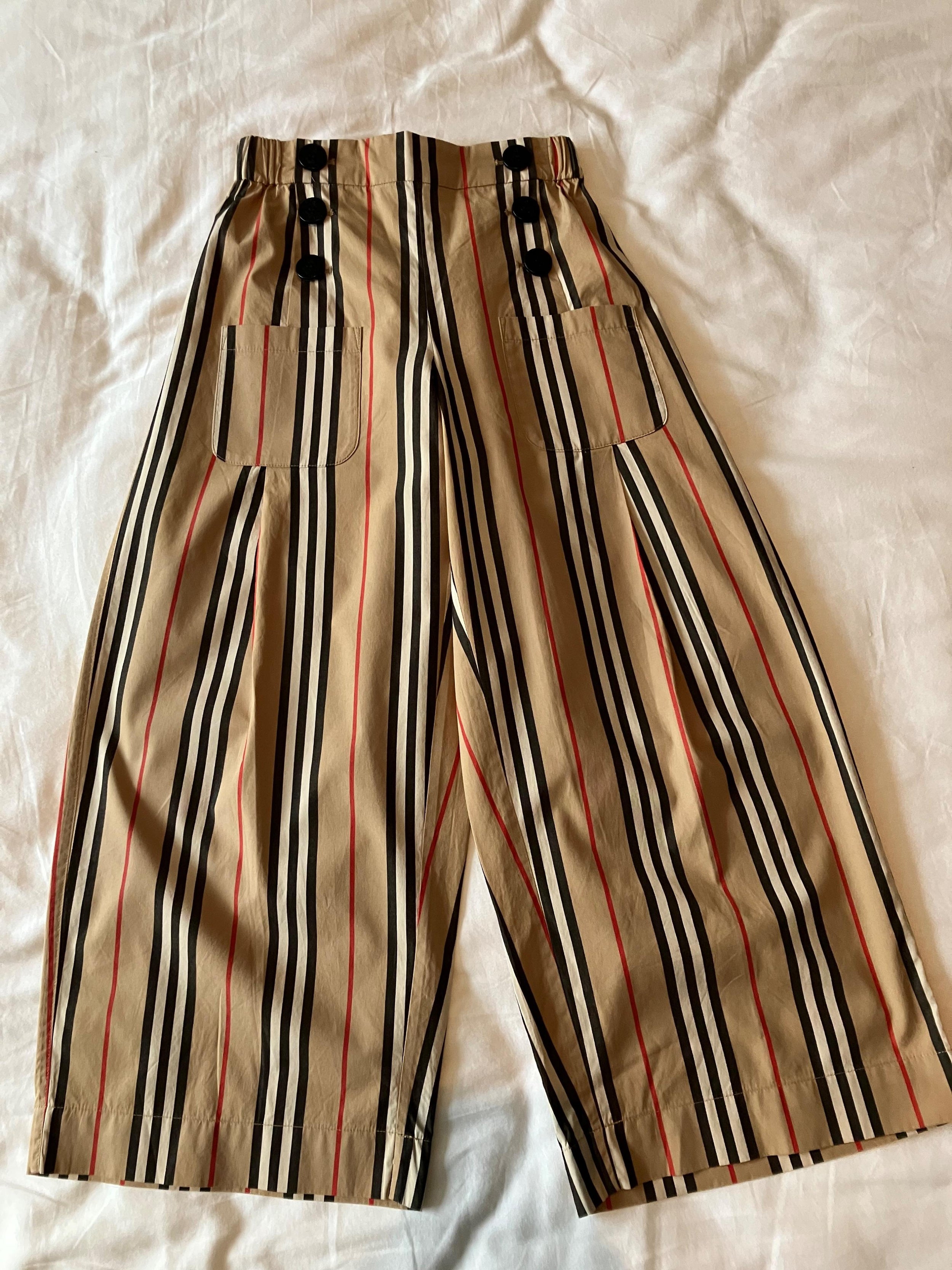 Burberry Kids Striped High Waisted Trousers