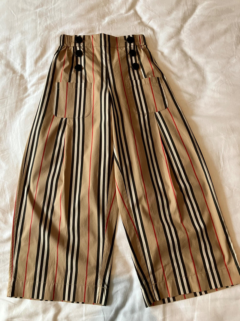 Burberry Kids Striped High Waisted Trousers