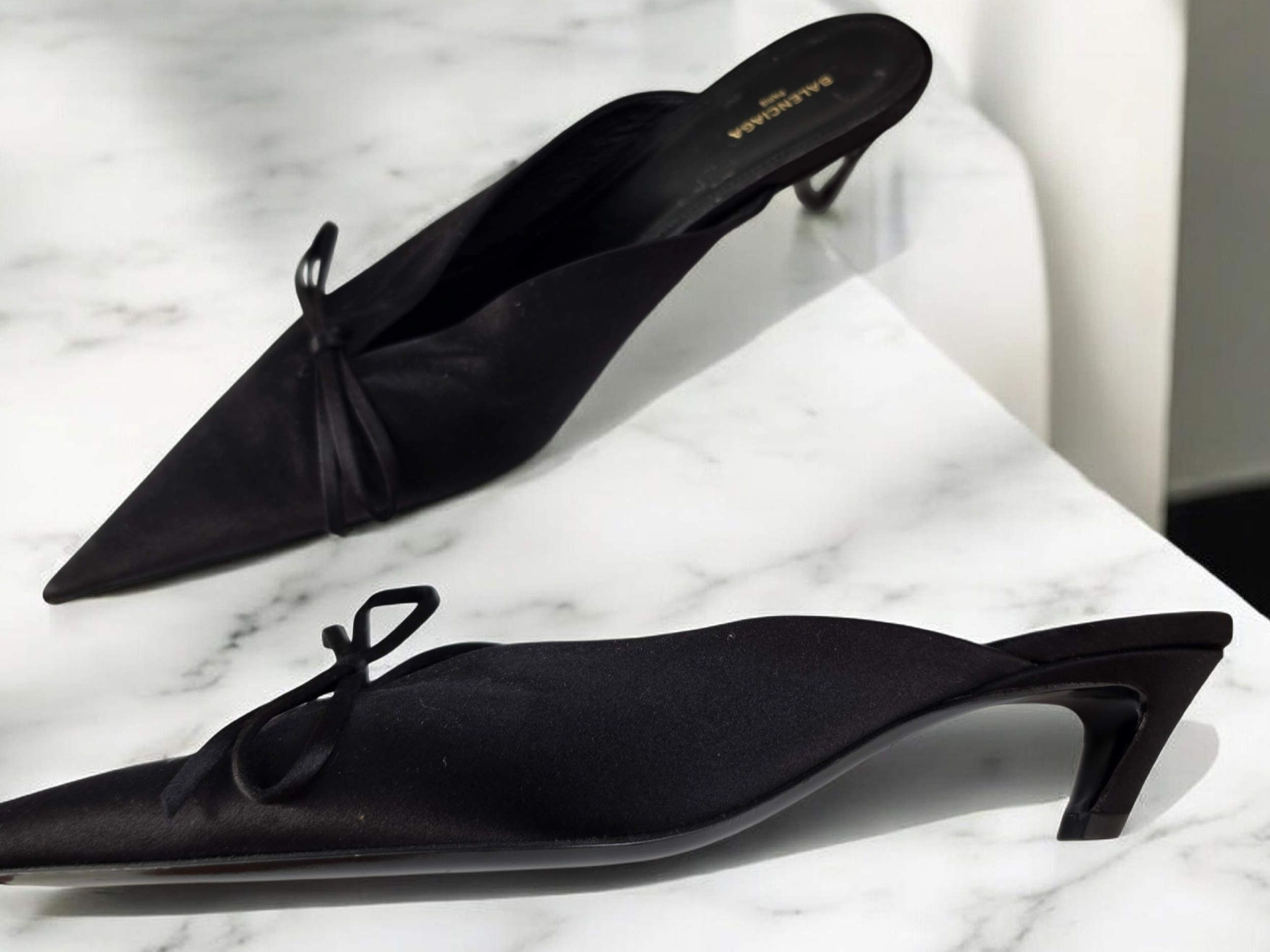 Balenciaga Black Satin Mules