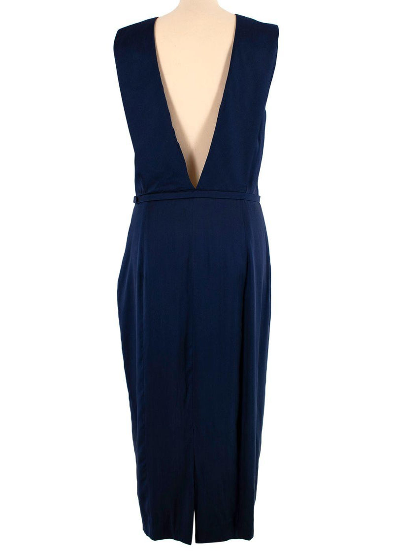Navy Silk Midi Dress