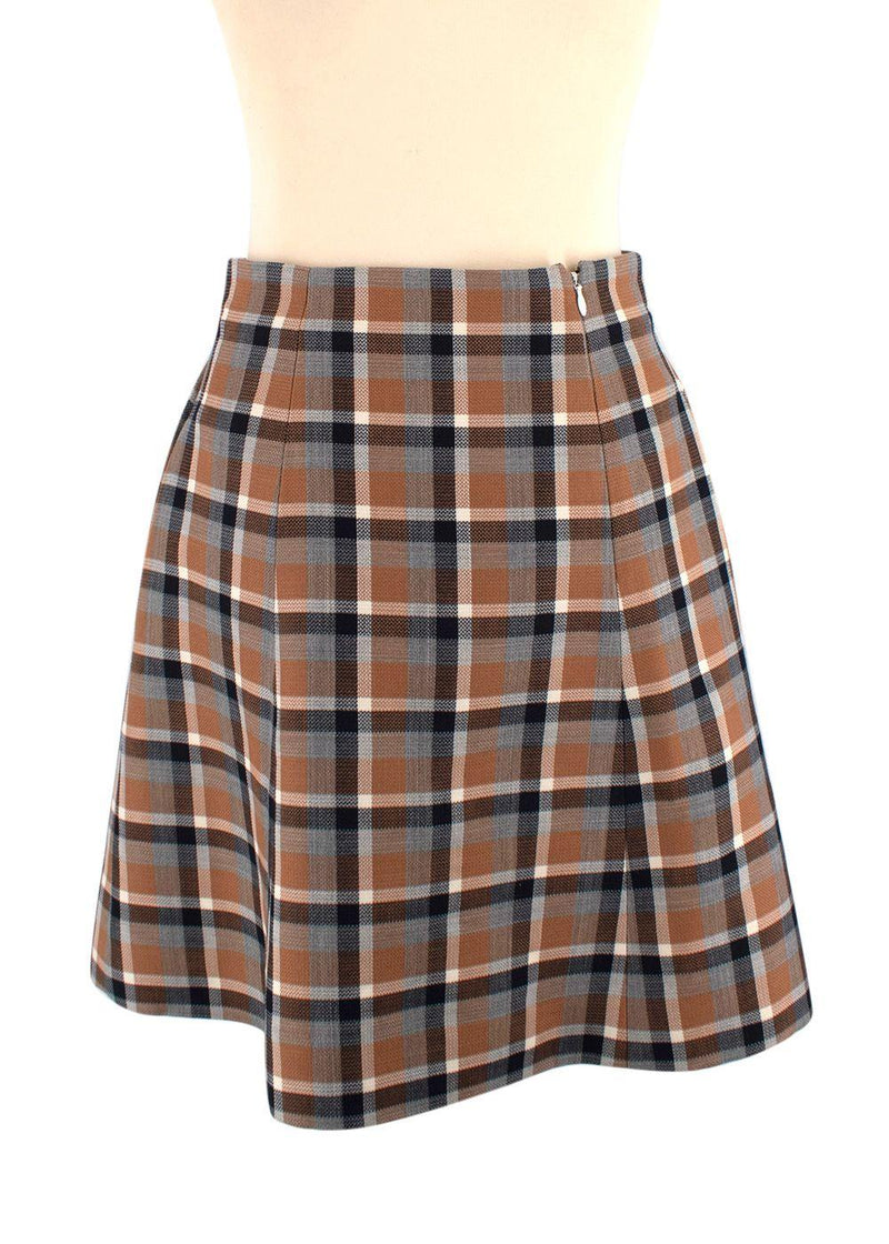 Christian Dior Tartan Wool Mini Skirt