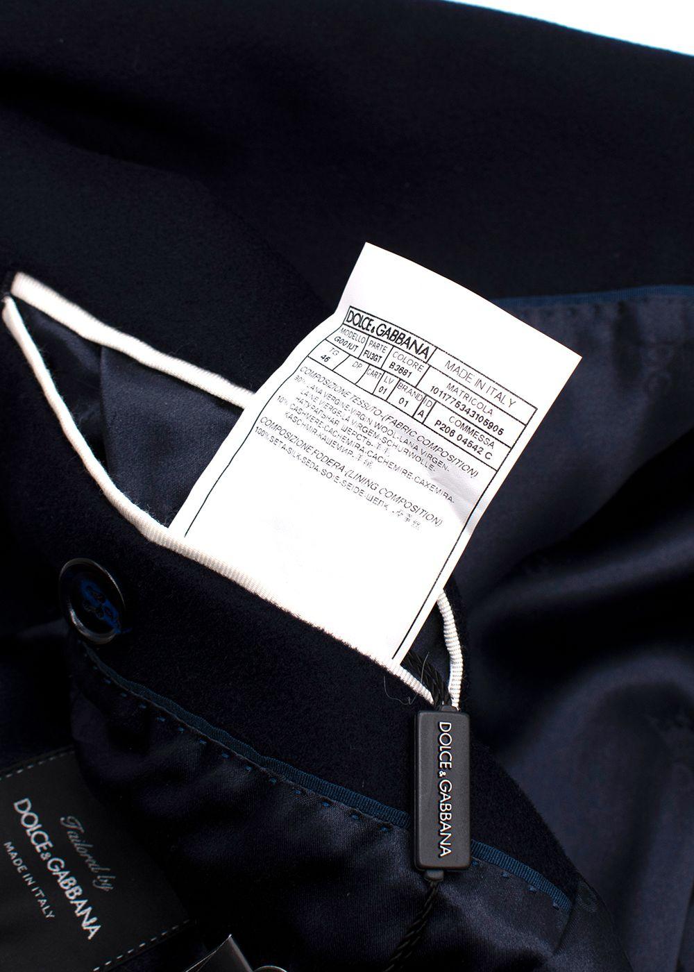 Dolce & Gabbana Navy Single Breasted Wool Coat