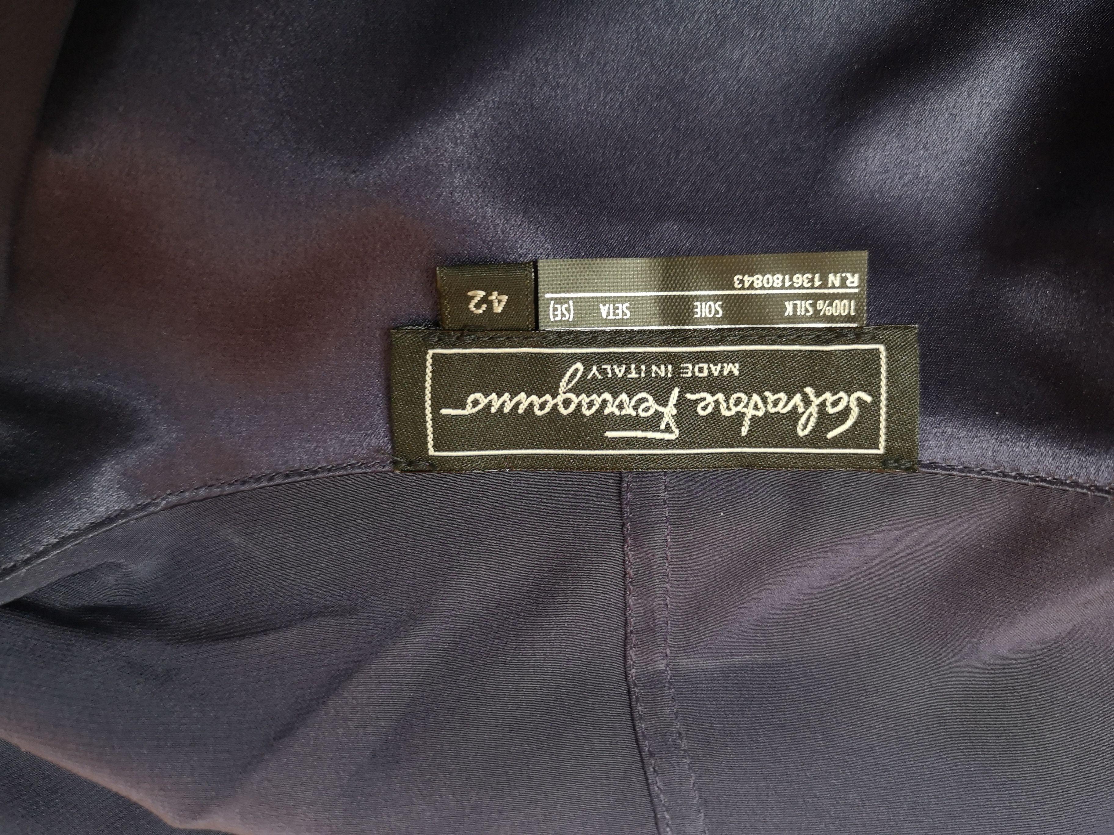Salvatore Ferragamo Blue Shawl Collar Silk Shirt