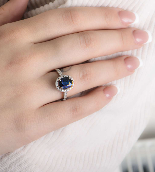 White Gold Sapphire and Diamond Ring