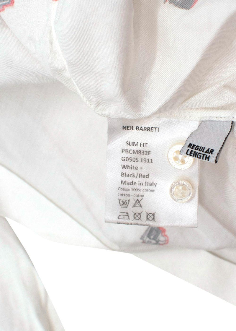 Pistol Print White Cotton Shirt