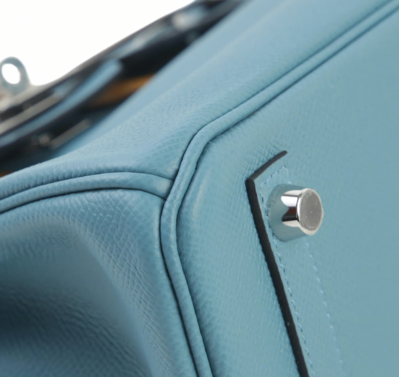 Epsom Tricolour Bleu Jean Ecorce Sesame Birkin 25cmw with Palladium Hardware