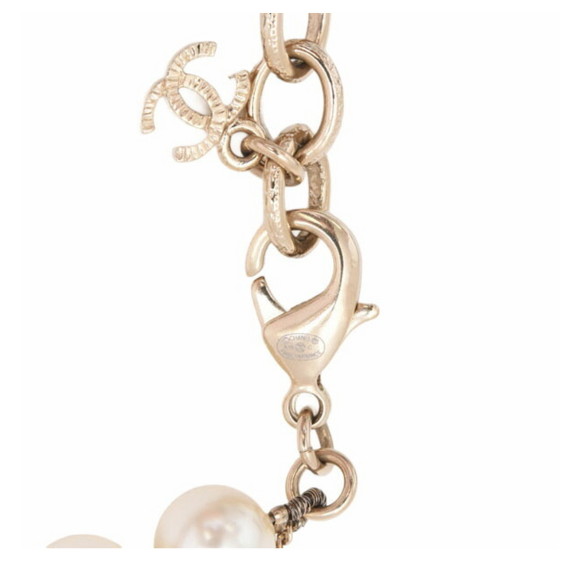 Chanel CC Logo Faux Pearl Bracelet