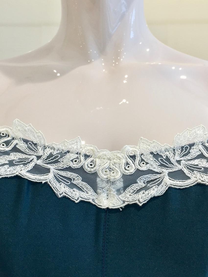 Millesia Couture Forest Green Silk & Calais Leavers Lace Corset