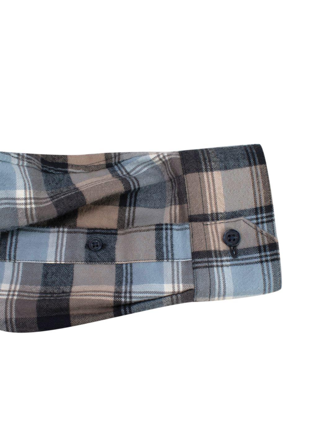 Vince Blue and Beige Check Cotton Shirt
