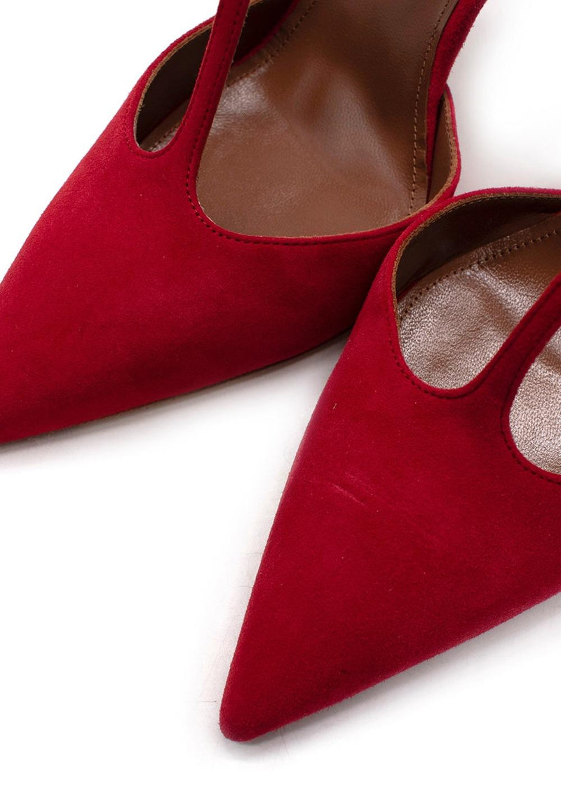 Ghazal Red Suede Jackie 100 Heels
