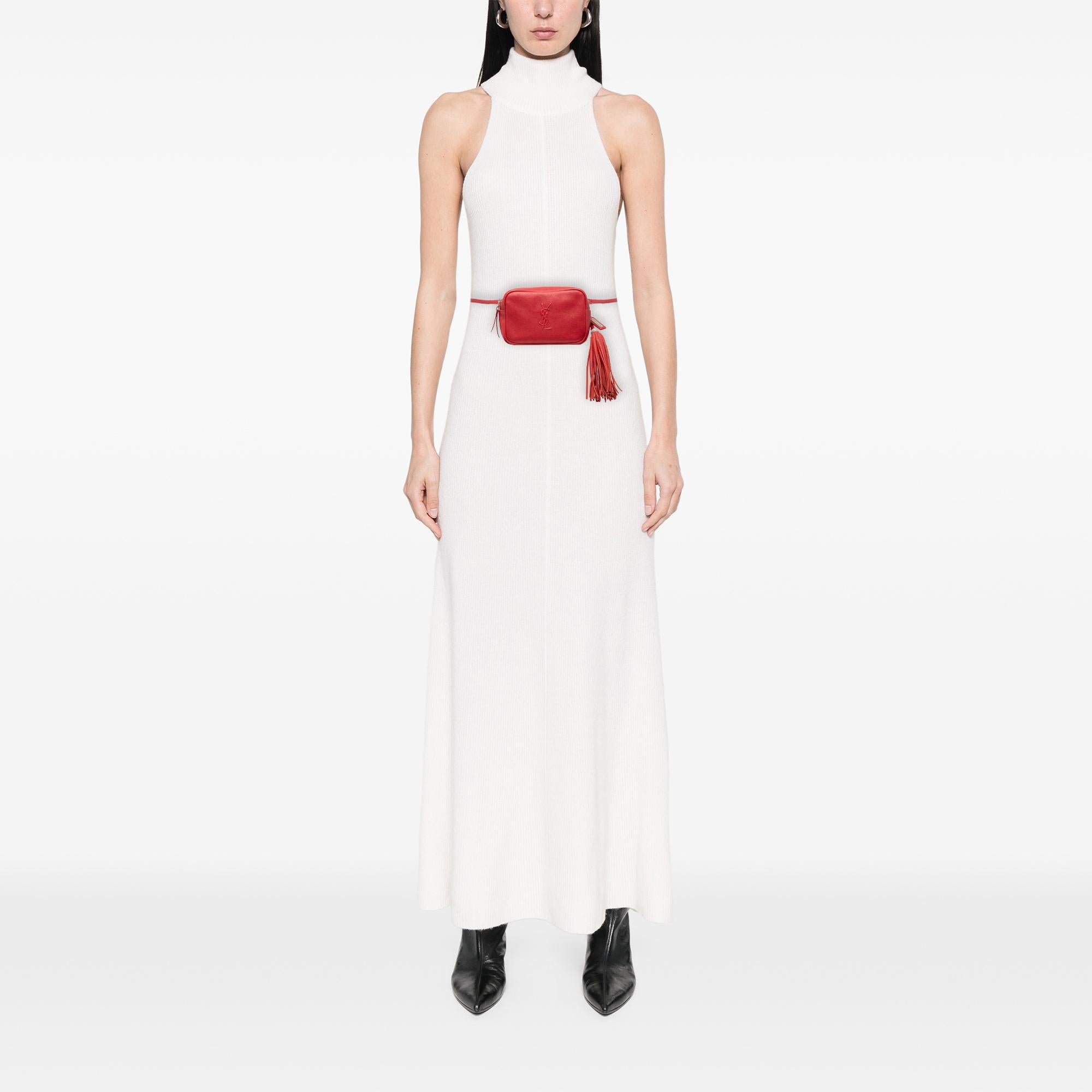 Saint Laurent Red Leather Monogram Lou Belt Bag