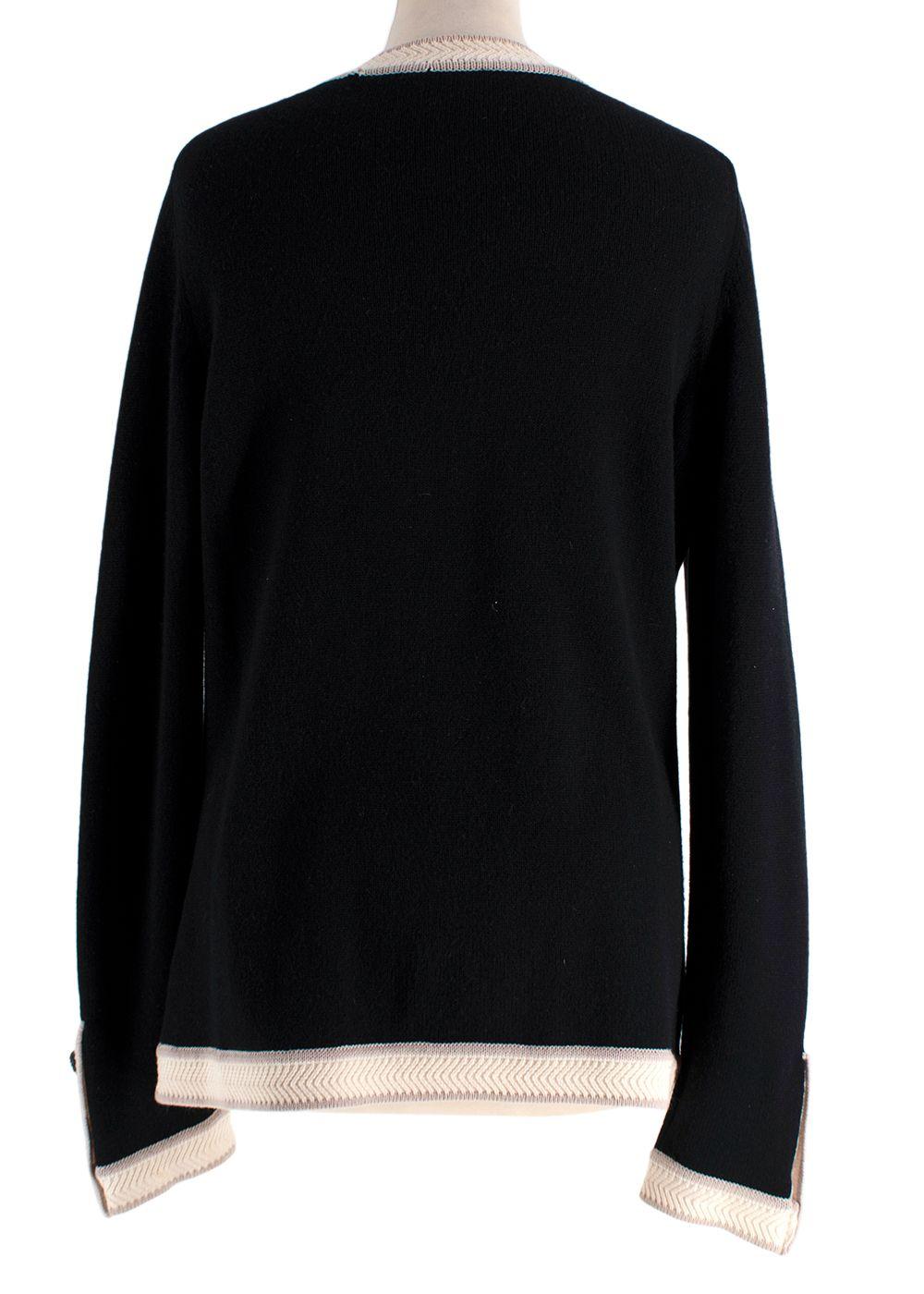 Chanel Black and Ivory Cashmere Cardigan