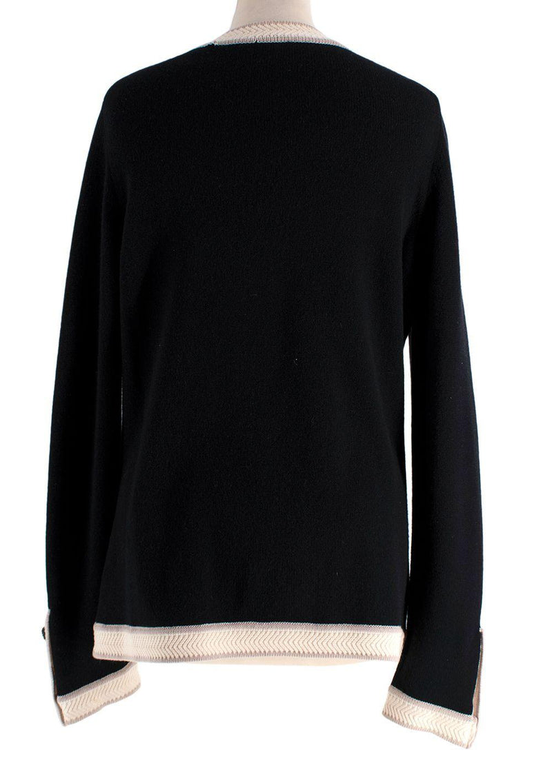 Chanel Black and Ivory Cashmere Cardigan