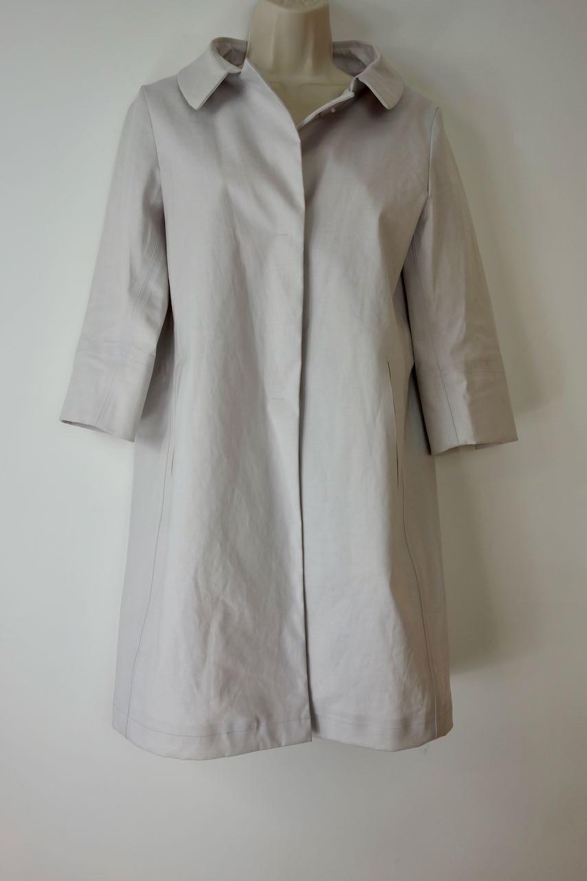 beige cotton-blend gabardine car coat