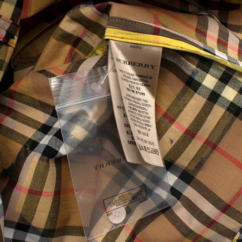 Burberry Yellow Sleeveless Graffiti Print Check Cotton Shirt