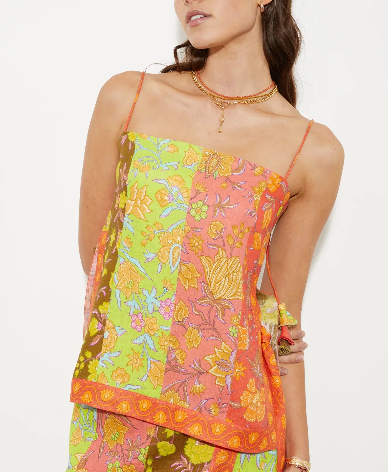 Boteh Alvita Cami Top In Melon Patchwork