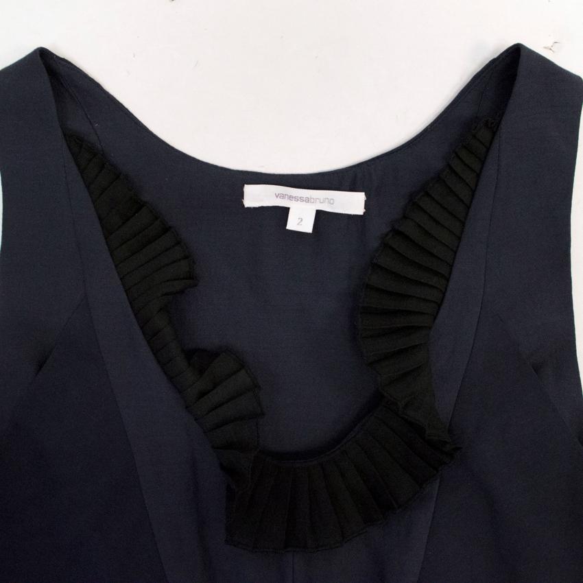 Vanessa Bruno Navy Dress with Black Frill