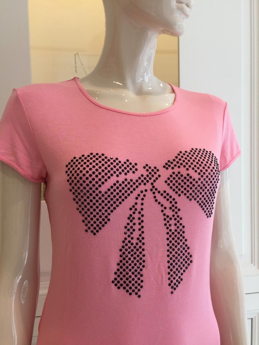 Free Voogue Italy Rose Pink Bow T Shirt