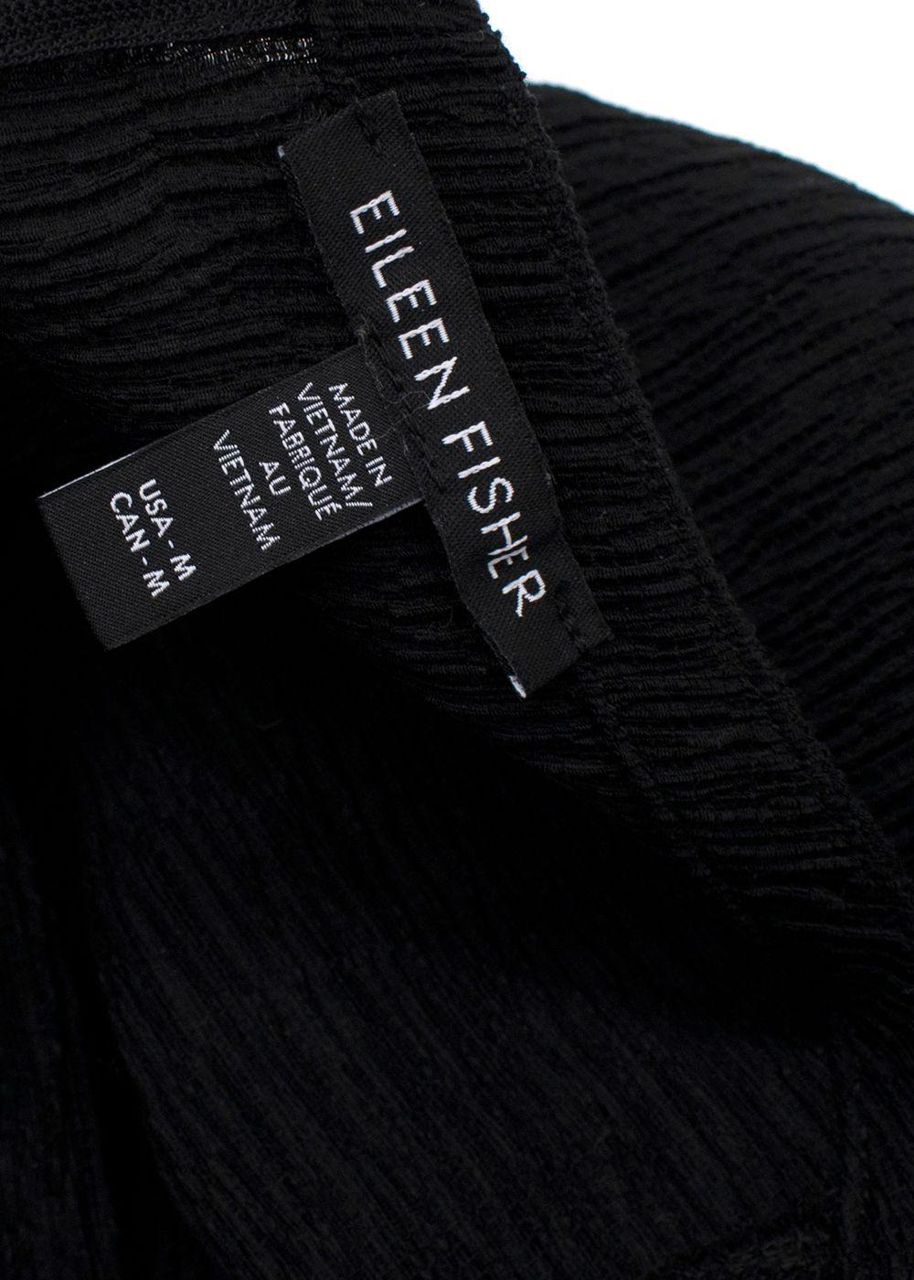 Eileen Fisher Black Woven Plissé Jumpsuit