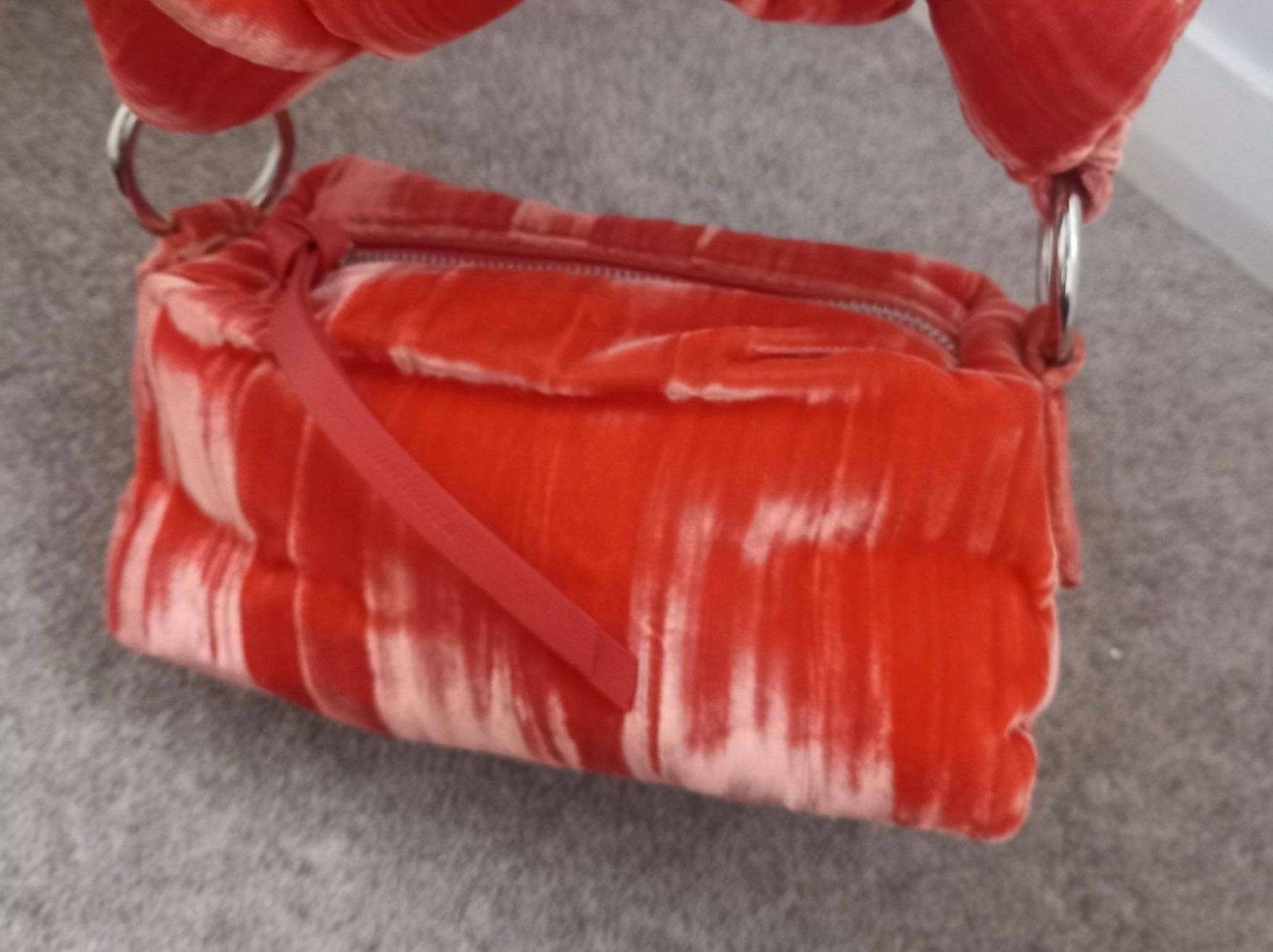 Dries Van Noten Orange Velvet Knot Bag