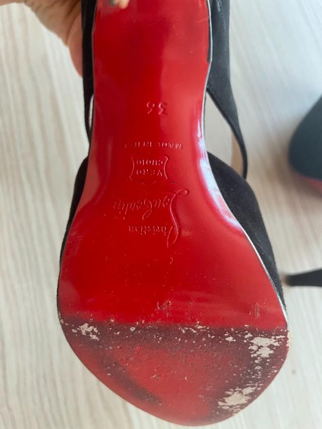 Christian Louboutin Black Suede Criss-Cross Sandals
