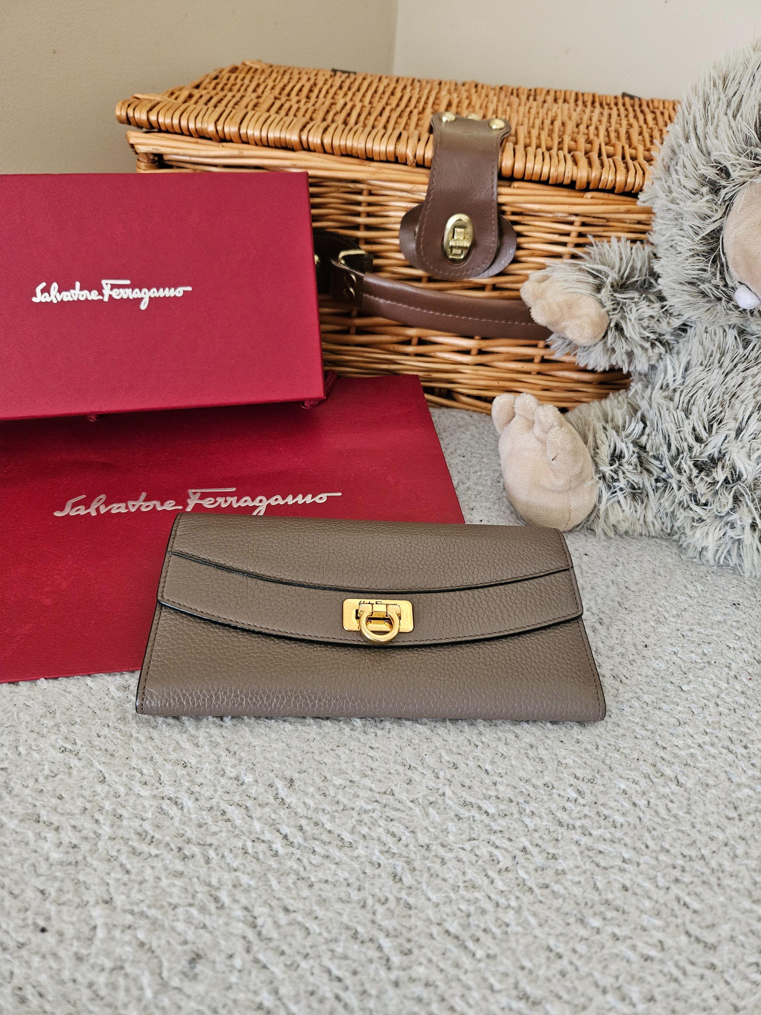 Salvatore Ferragamo Dark Beige Long Wallet