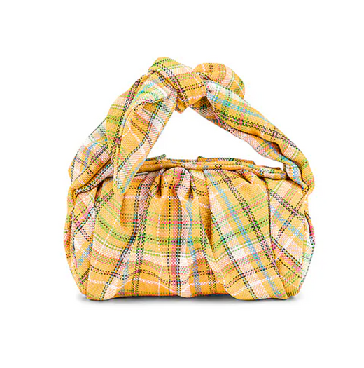 Yellow Nane Knotted Plaid Barrel Bag