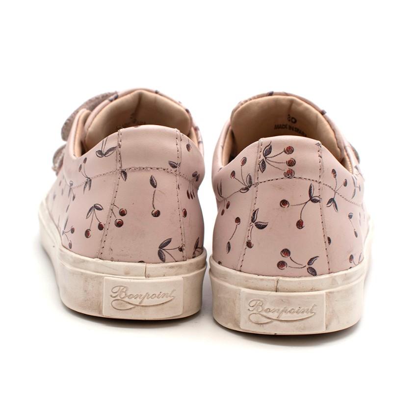 Bonpoint Leather Baby Pink Cherry Motif Low-Top Sneakers