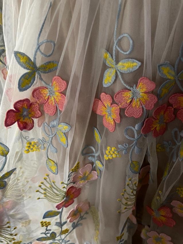 Monique Lhuillier 3D Floral Embroidered Dress