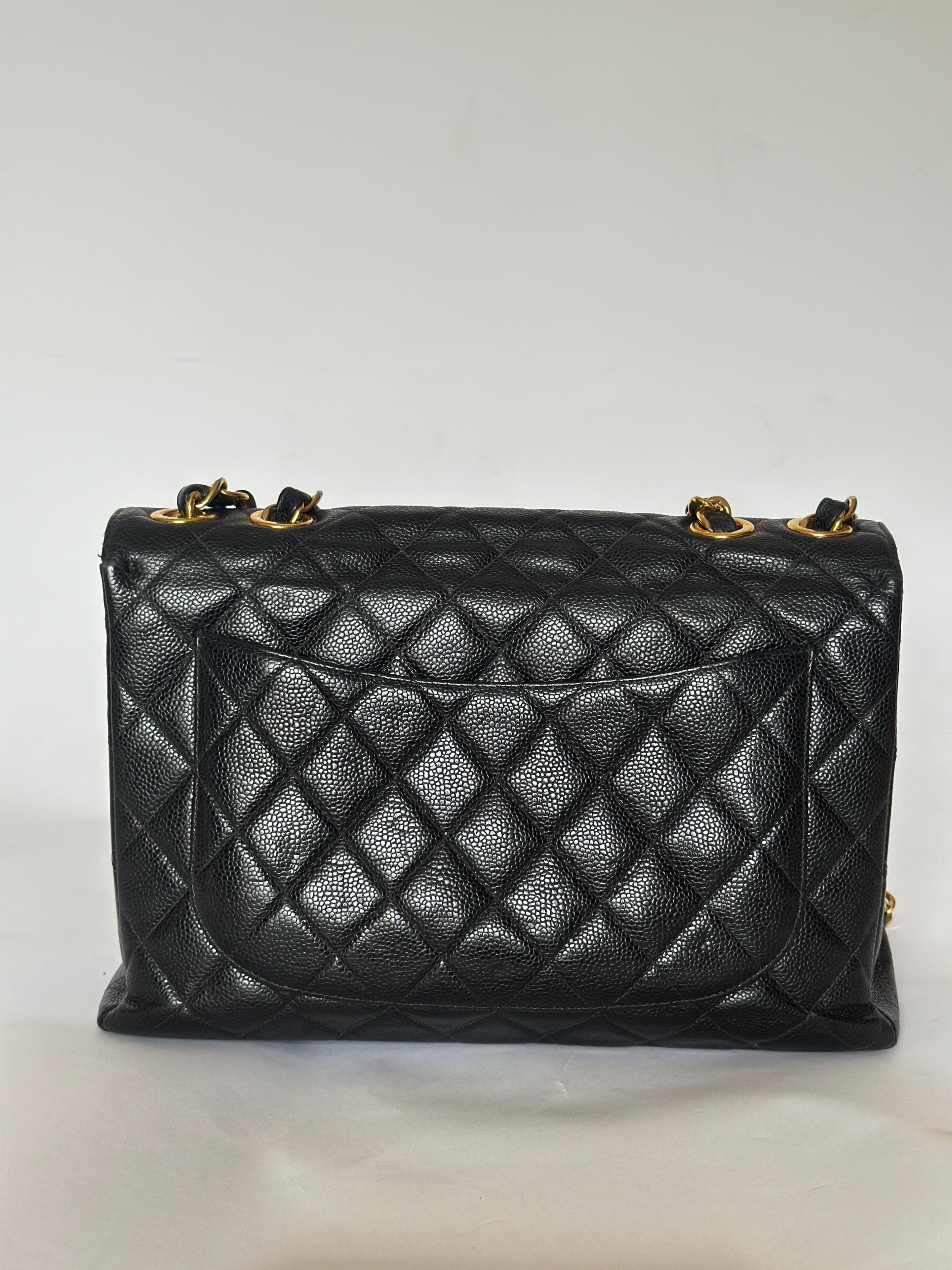 Chanel Black Vintage Caviar Leather Jumbo Flap Bag