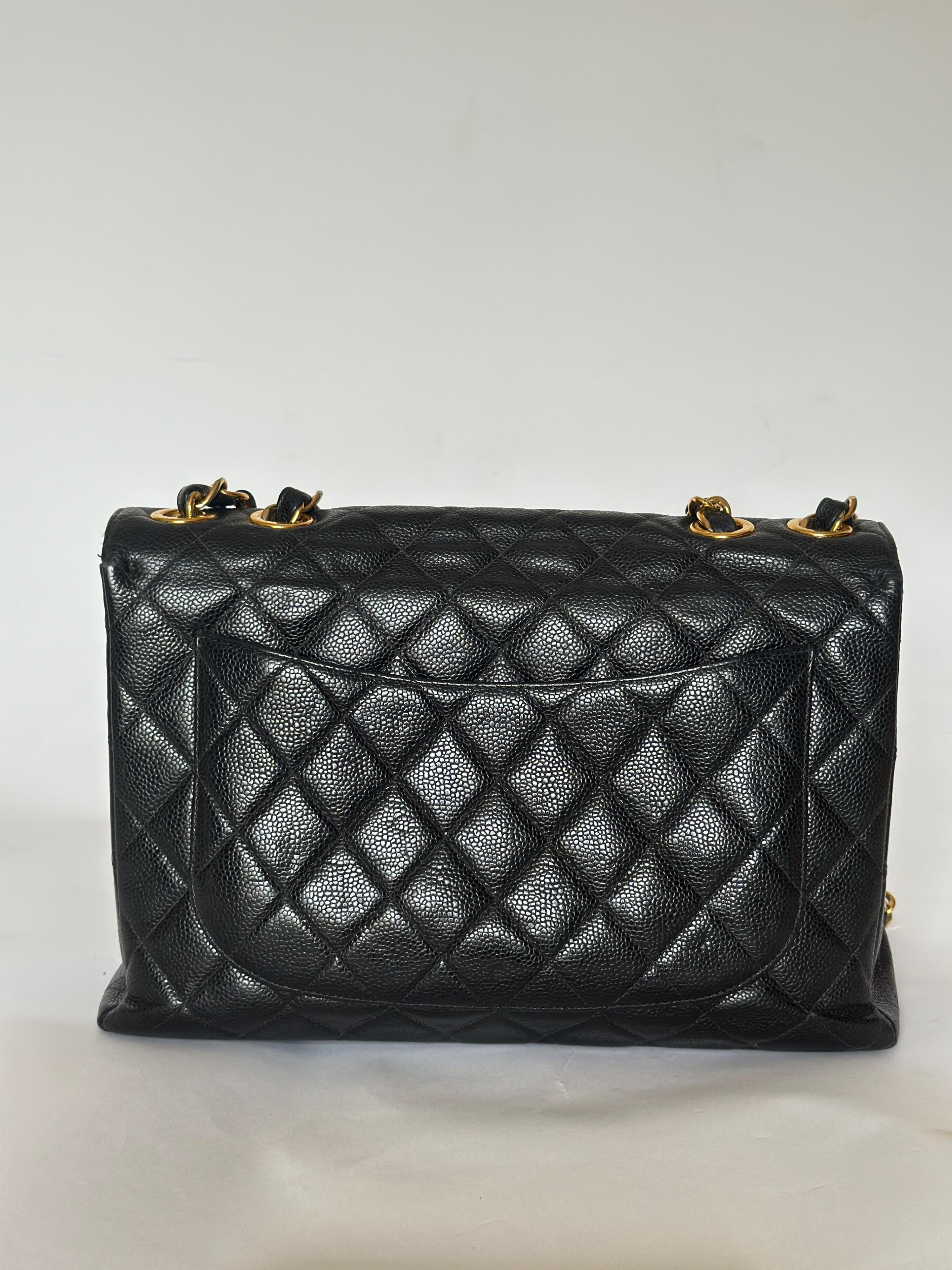 Chanel Black Vintage Caviar Leather Jumbo Flap Bag