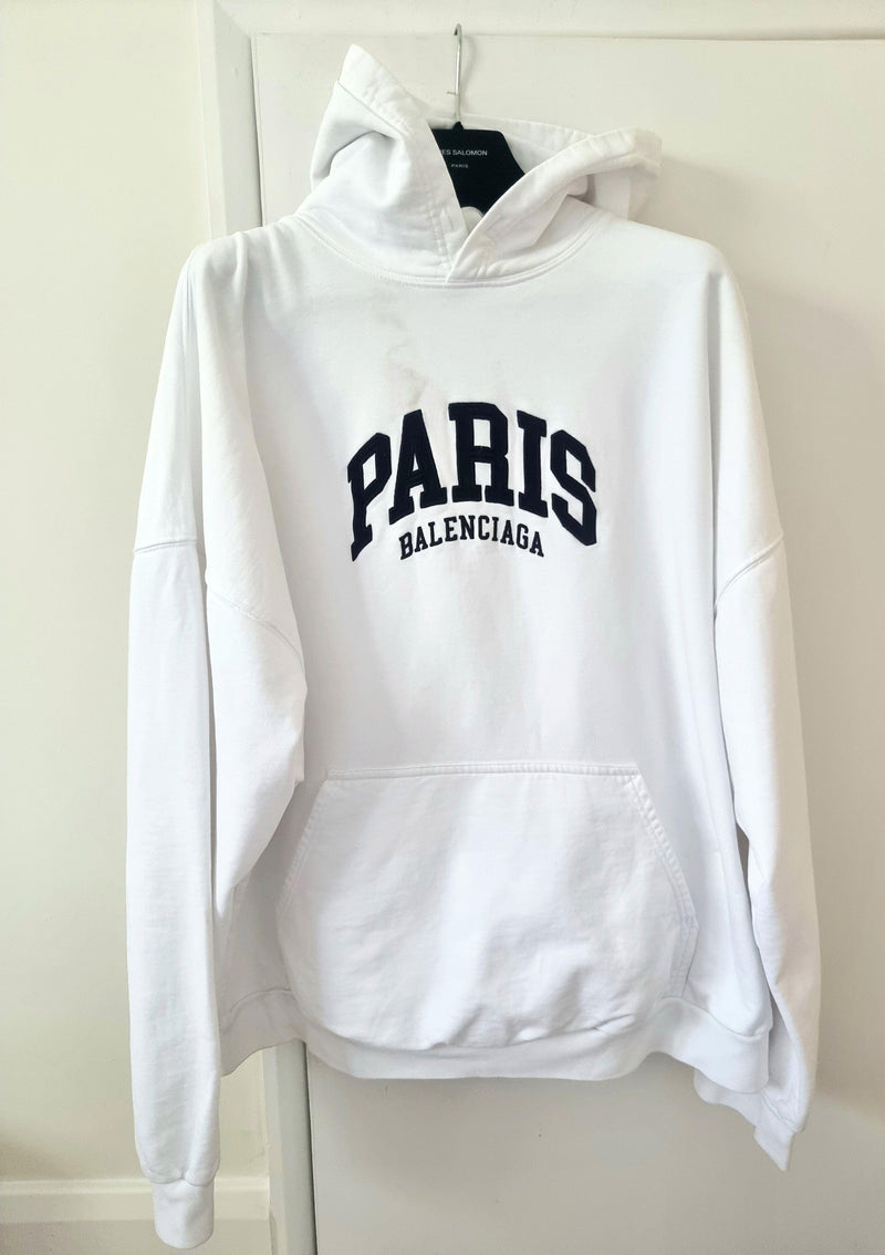 Balenciaga White Cotton Hoodie