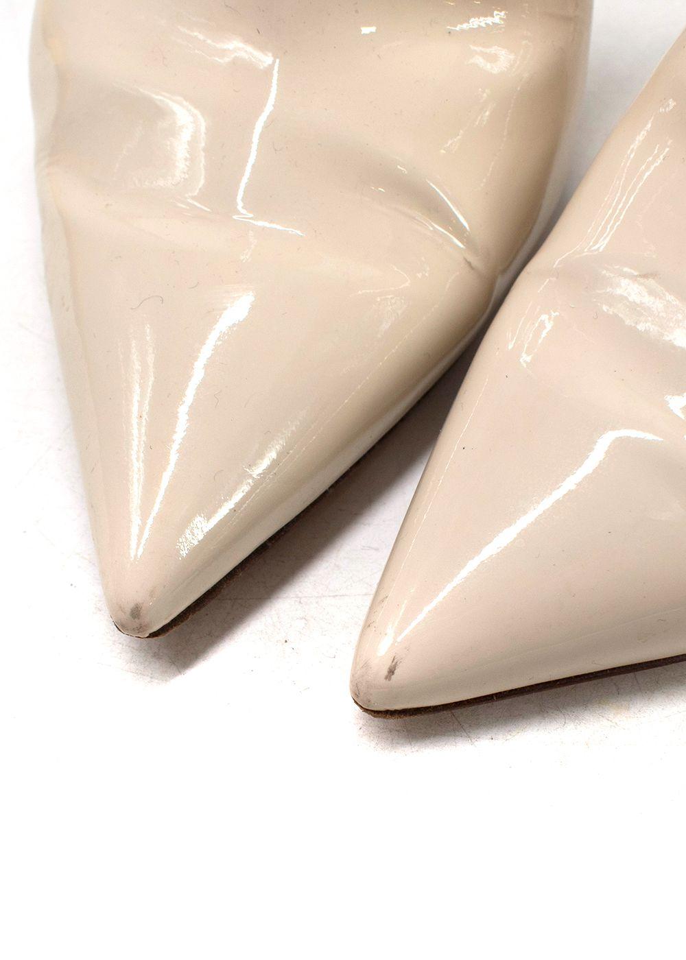 Gianvito Rossi Beige Patent Leather Aramis Mules