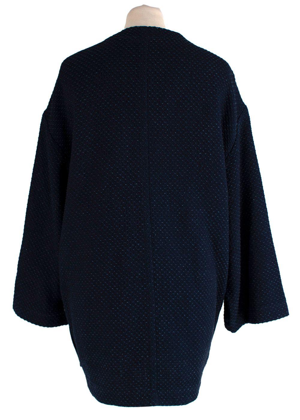 Chanel Navy Cotton Tie Front Cardigan
