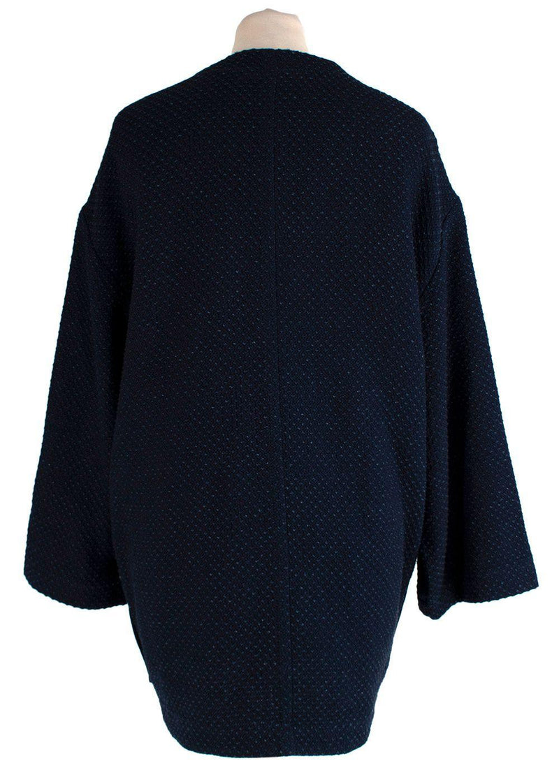 Chanel Navy Cotton Tie Front Cardigan