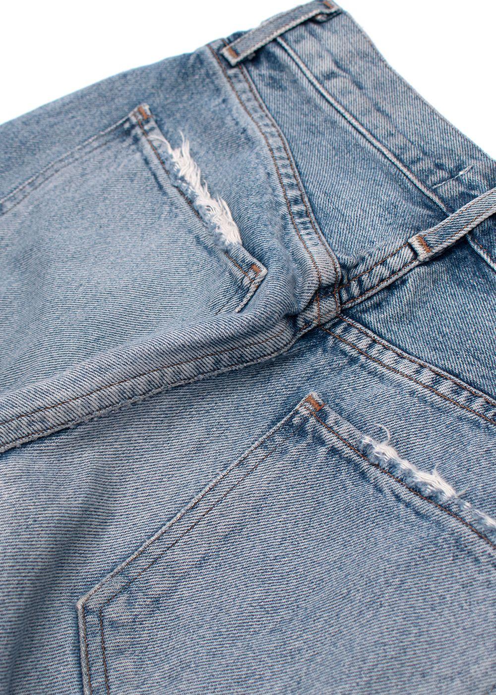 Agolde Blue High Waisted Frayed Hem Denim Jeans