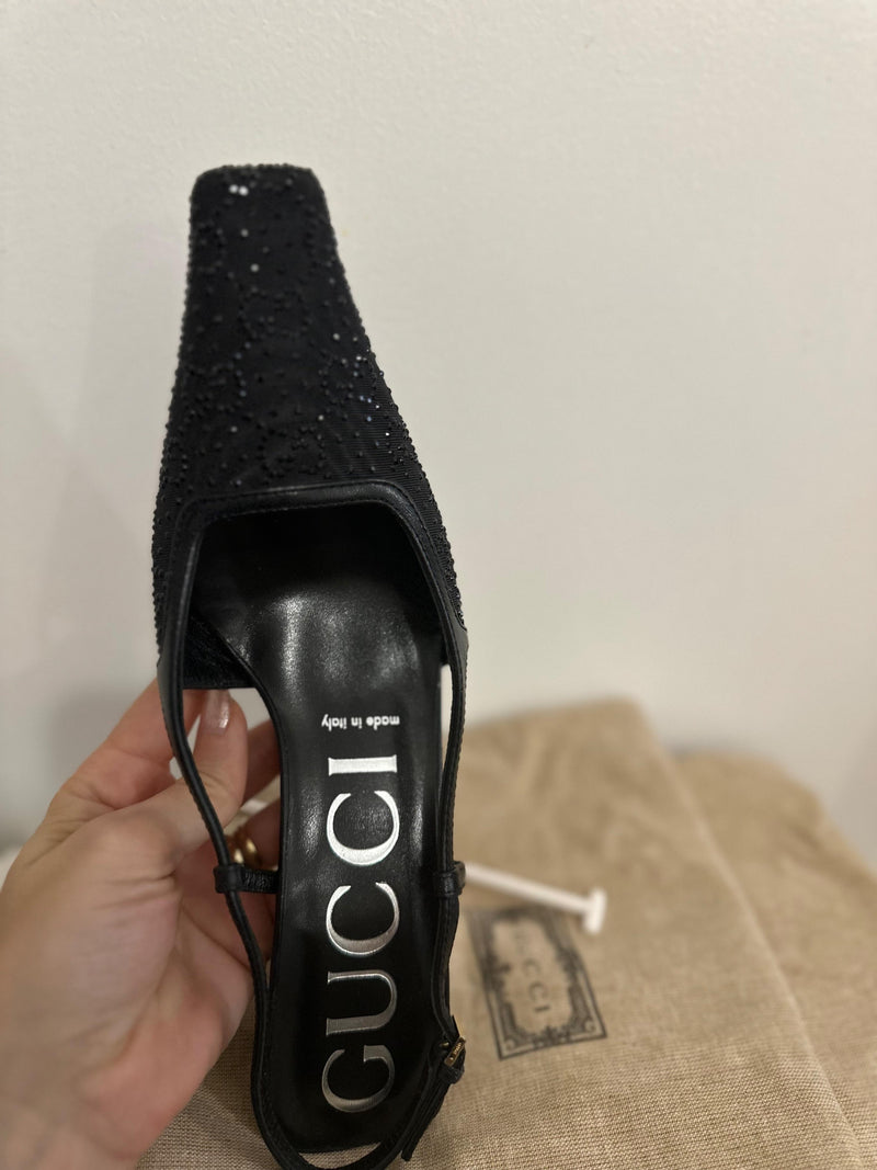 Gucci Crystal GG Slingback 75mm Pump