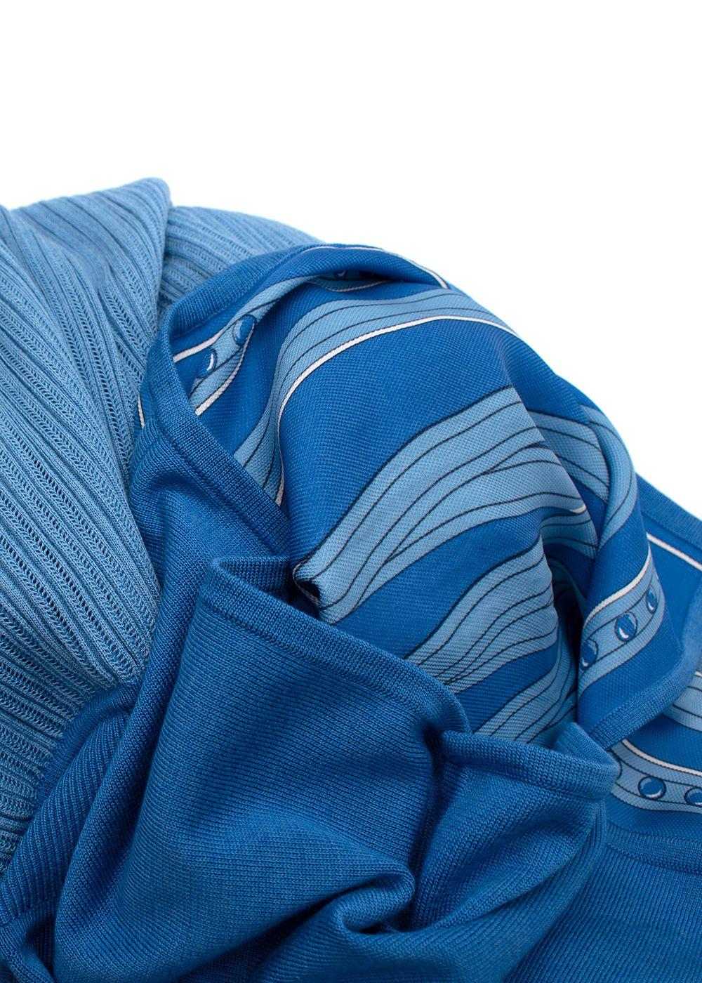 Hermes Royal Blue Slouched Sleeve Woven Dress