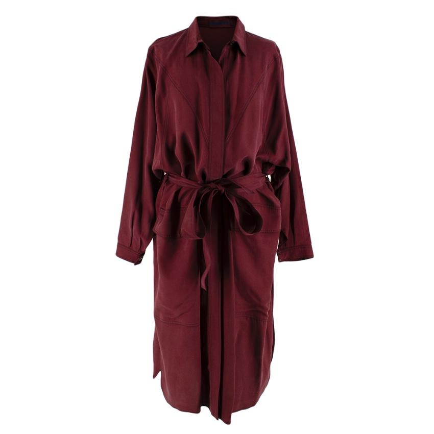 Albus Lumen Burgundy Sabrina Waist-tie Twill Shirtdress