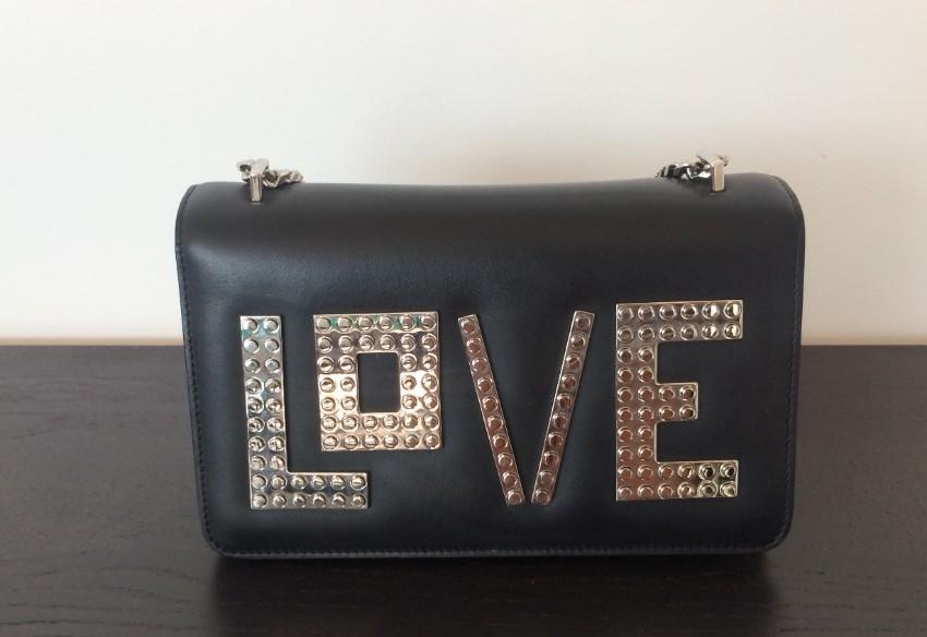Les Petite Joueurs Black LOVE Plate Shoulder Bag