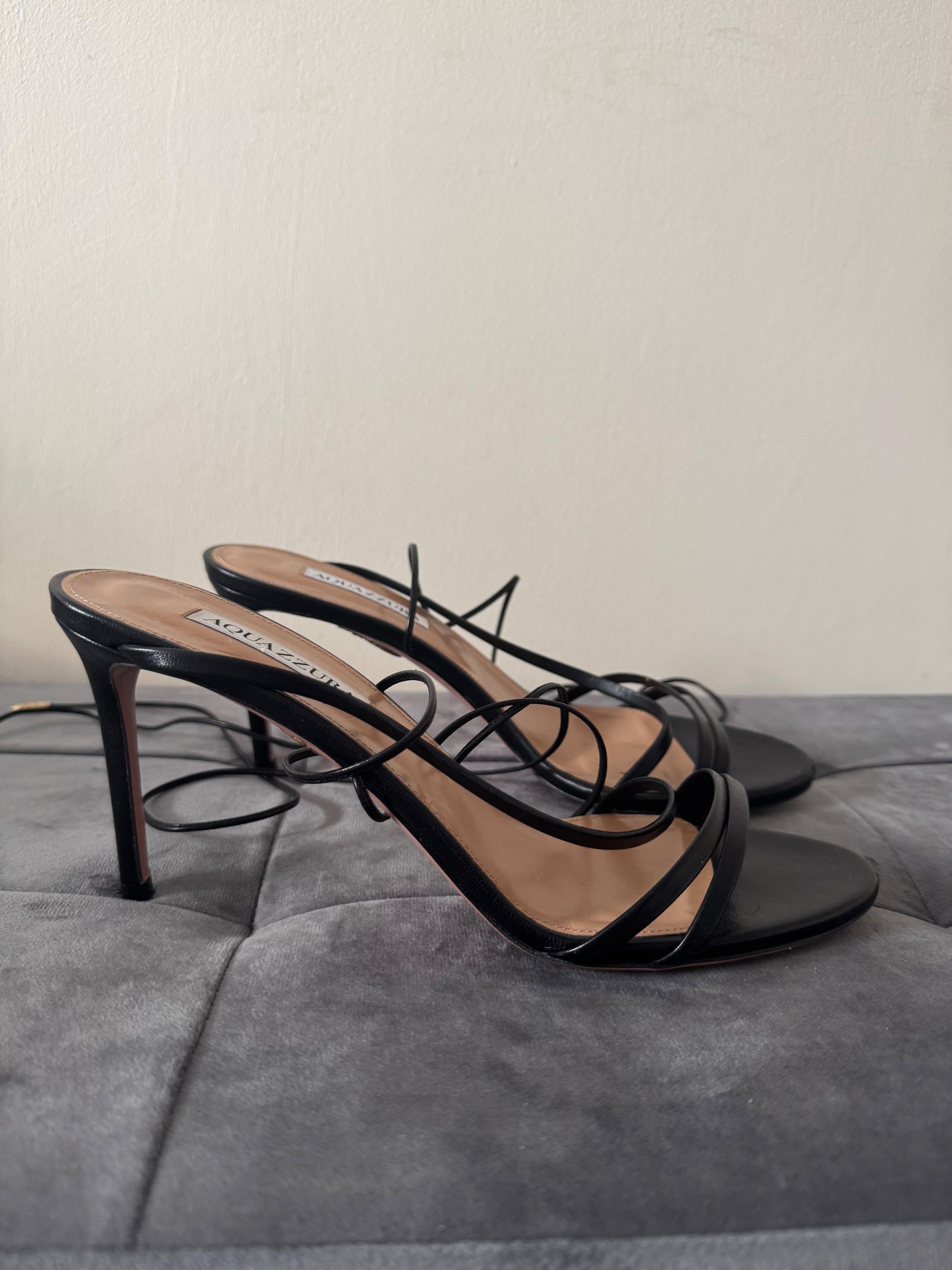 Aquazurra Black Leather Sandals